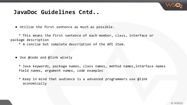 Java Docs and Best Practices