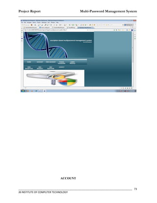 Project Report                    Multi-Password Management System
__________________________________________________________________




                             ACCOUNT


_________________________________________________________________________________ 73
JB INSTITUTE OF COMPUTER TECHNOLOGY
 