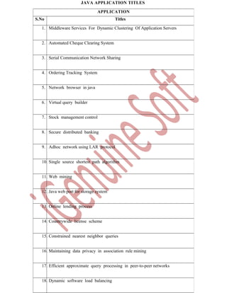 JAVA & DOTNET Application Titles | DOC