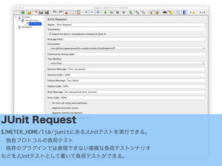 JUnit Request
$JMETER_HOME/lib/junitˤJUnitƥȤgФǤ롣
? ԥץȥؓɥƥ
? ȴΥץ饰ǤϱFǤʤ}jؓɥƥȥʥꥪ
ʤɤJUnitƥȤȤƕؓɥƥȤǤ롣
 