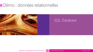 tech.days 2015#mstechdays #JEEAzure
SQL Database
Déployer une application Java EE dans Azure
 