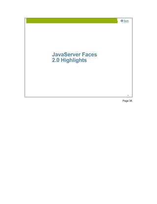 JavaServer Faces
2.0 Highlights




                      38




                   Page 38
 