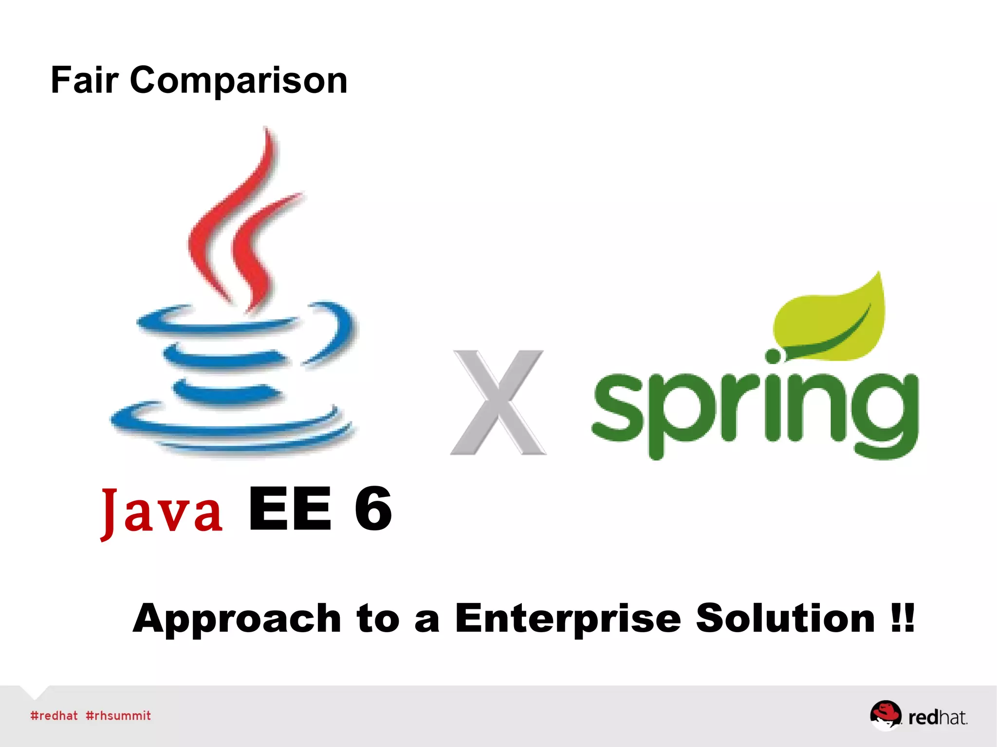 Fair Comparison
Java EE 6
Approach to a Enterprise Solution !!
 