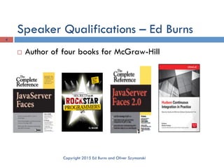 Speaker Qualifications – Ed Burns
Copyright 2015 Ed Burns and Oliver Szymanski
4
¨  Author of four books for McGraw-Hill
 