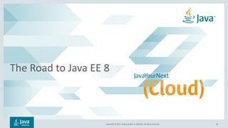 Copyright © 2017, Oracle and/or its affiliates. All rights reserved.
The Road to Java EE 8
10
 