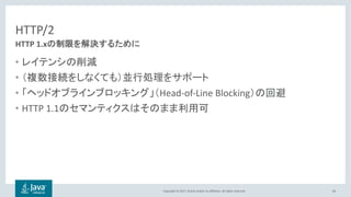 Copyright © 2017, Oracle and/or its affiliates. All rights reserved.
HTTP/2
•
•
• Head-of-Line Blocking
• HTTP 1.1
64
HTTP 1.x
 