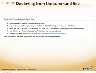 Deploying	
  from	
  the	
  command	
  line




   Caucho	
  Home	
  	
  |	
  	
  Contact	
  Us	
  	
  |	
  	
  Caucho	
  ...