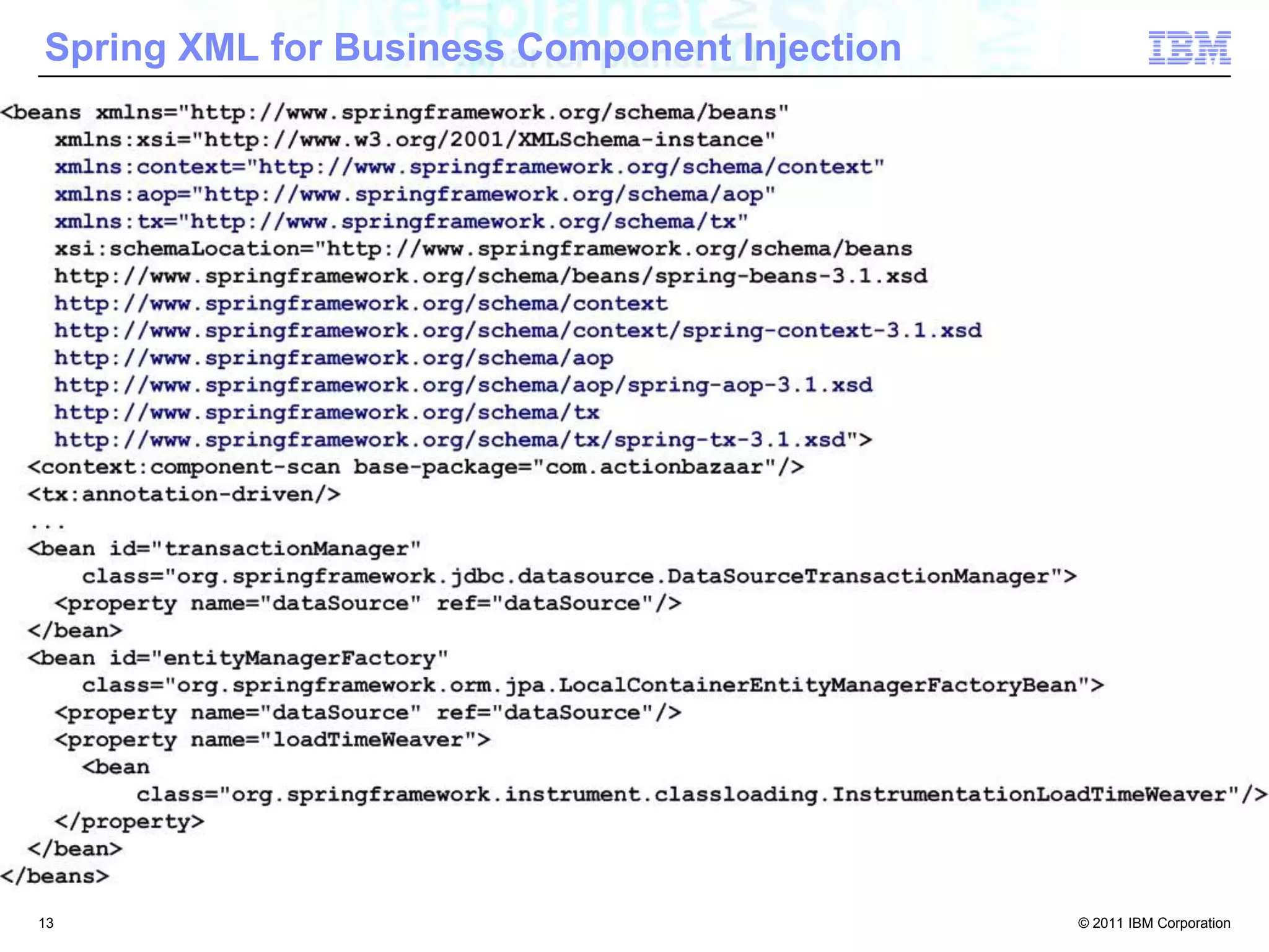 Java EE  vs. Spring Framework Features/APIs Overview11
