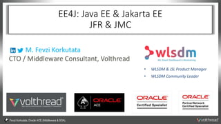 Fevzi Korkutata, Oracle ACE (Middleware & SOA)
EE4J: Java EE & Jakarta EE
JFR & JMC
• WLSDM & JSL Product Manager
• WLSDM Community Leader
M. Fevzi Korkutata
CTO / Middleware Consultant, Volthread
 