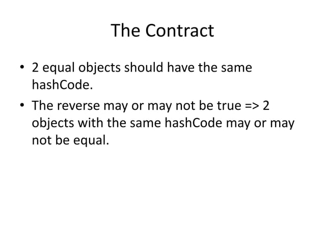 Java equals hashCode Contract | PPT | Free Download