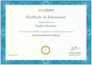 Sachin Chauhan
Java Essentials for Hadoop
22nd Dec 2017
 