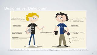 Designer vs. Developer
7
Infographic by: Shane Snow. Shane Snow is an entrepreneur, writer, and recent Columbia MS/Digital...
