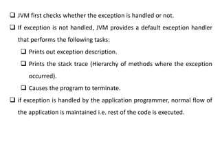 Java exception handling | PPTX | Programming Languages | Computing