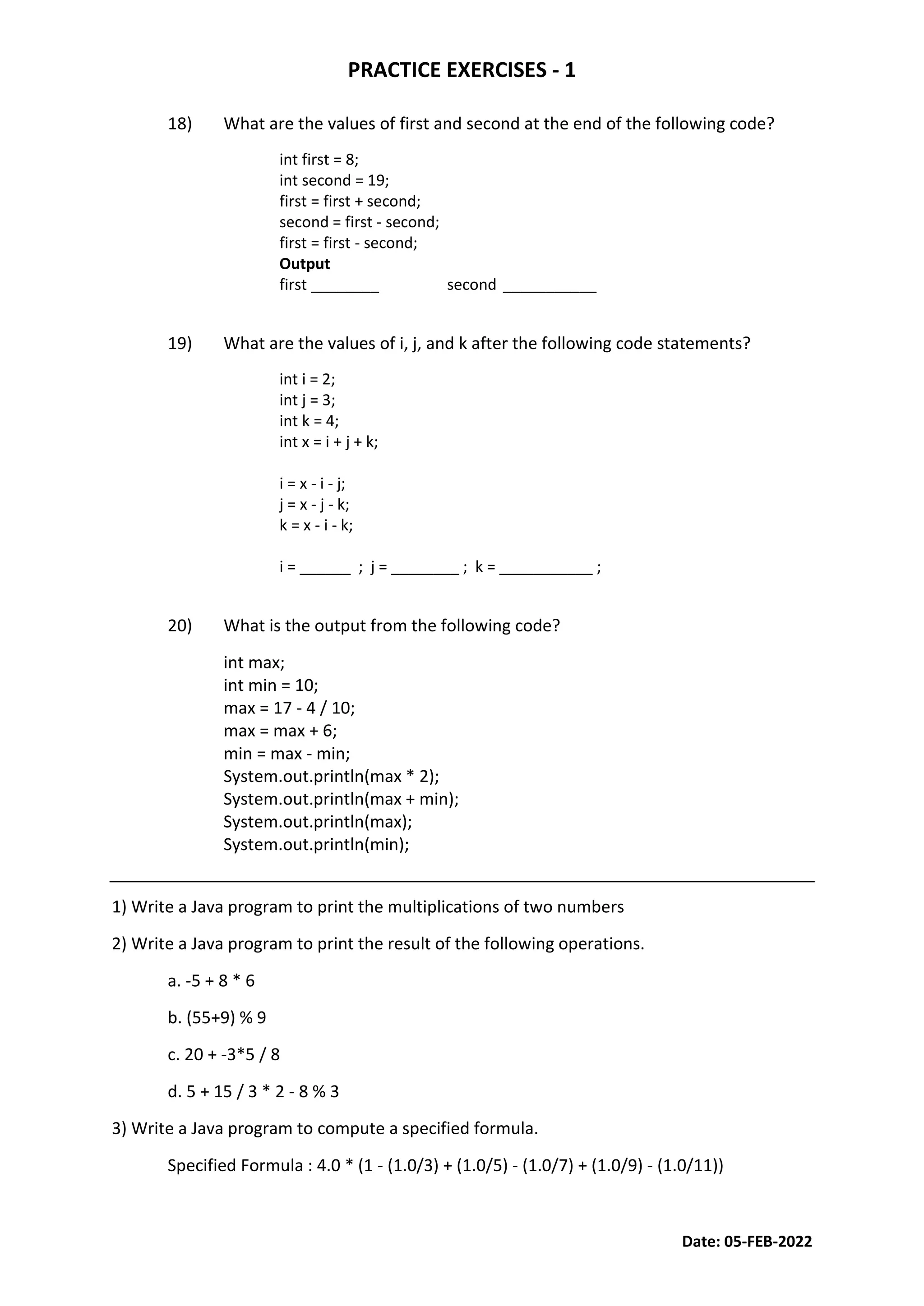 Java exercise1 | PDF