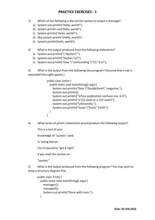 Java exercise1 | PDF