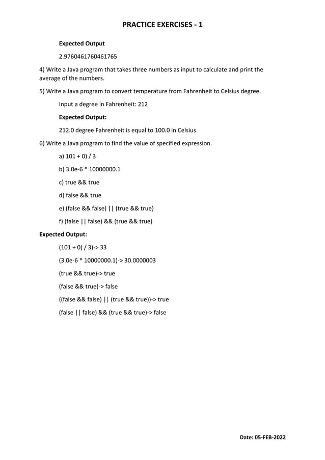 Java exercise1 | PDF