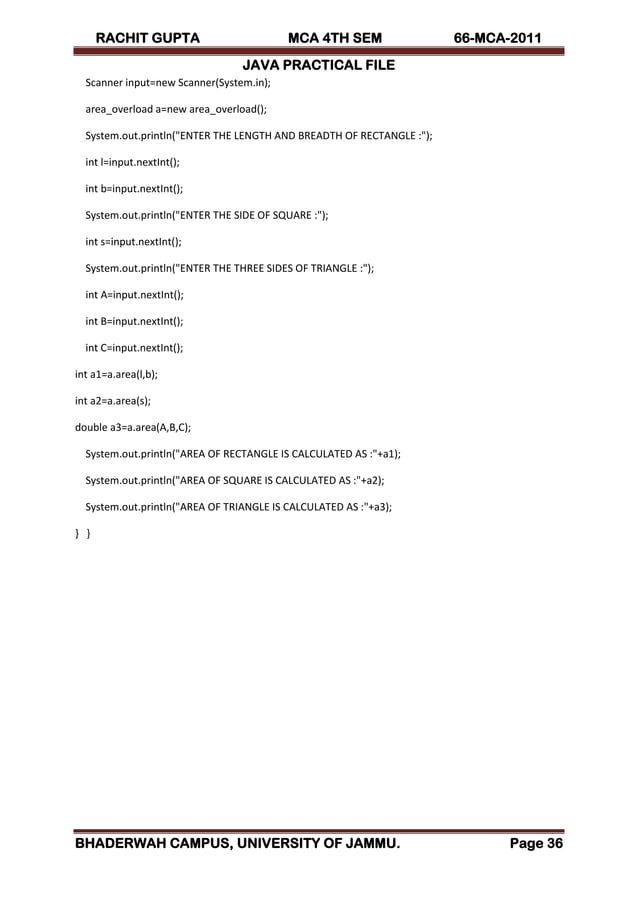 Java PRACTICAL file | PDF