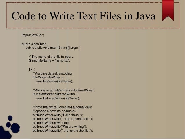 How to write to text file using java