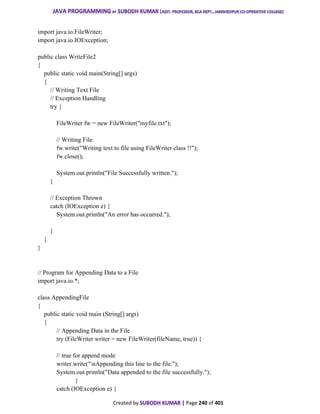 Java File Handling (Input and Output) by Subodh Kumar | PDF