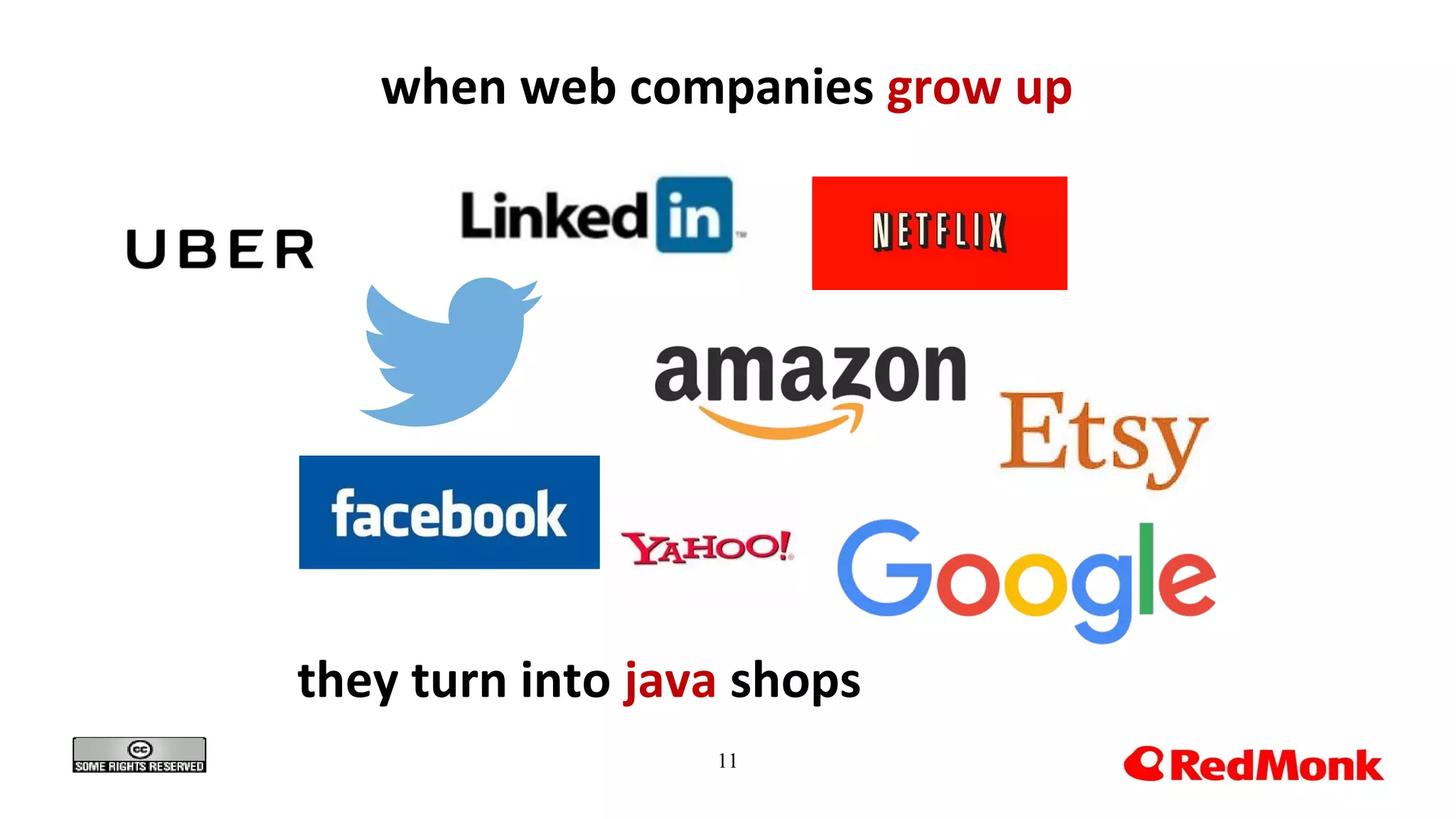 11
when web companies grow up
they turn into java shops
 