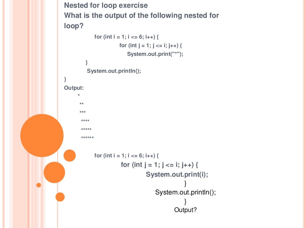 for loop in java