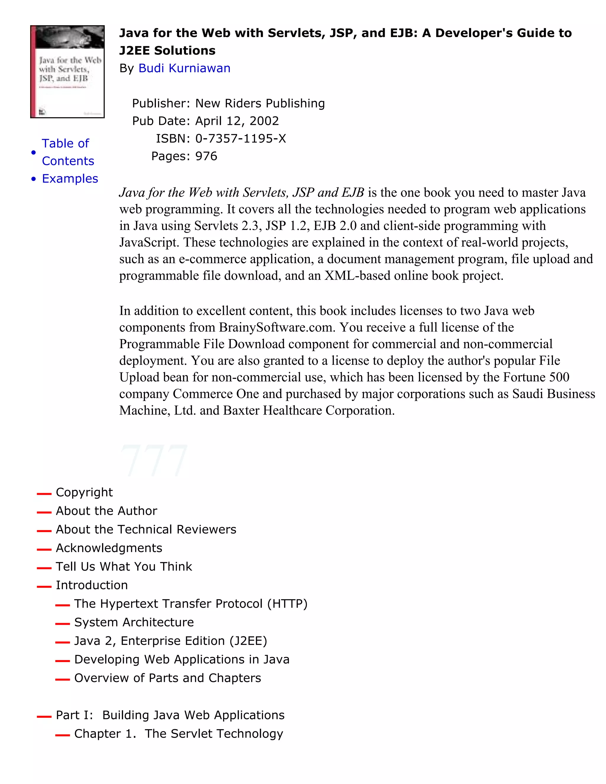 Java For The Web With Servlets%2cjsp%2cand Ejb