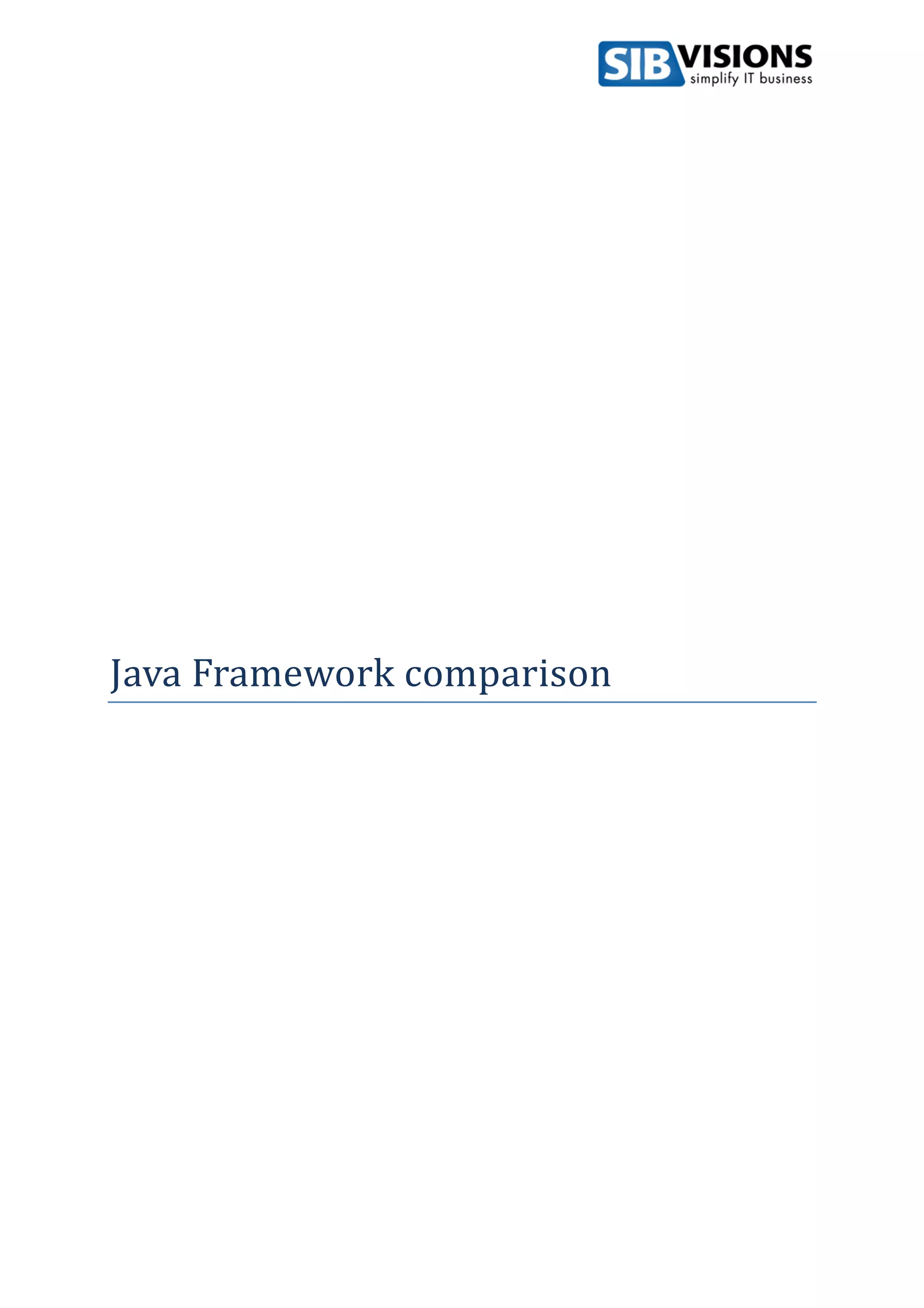 Java Framework comparison | PDF