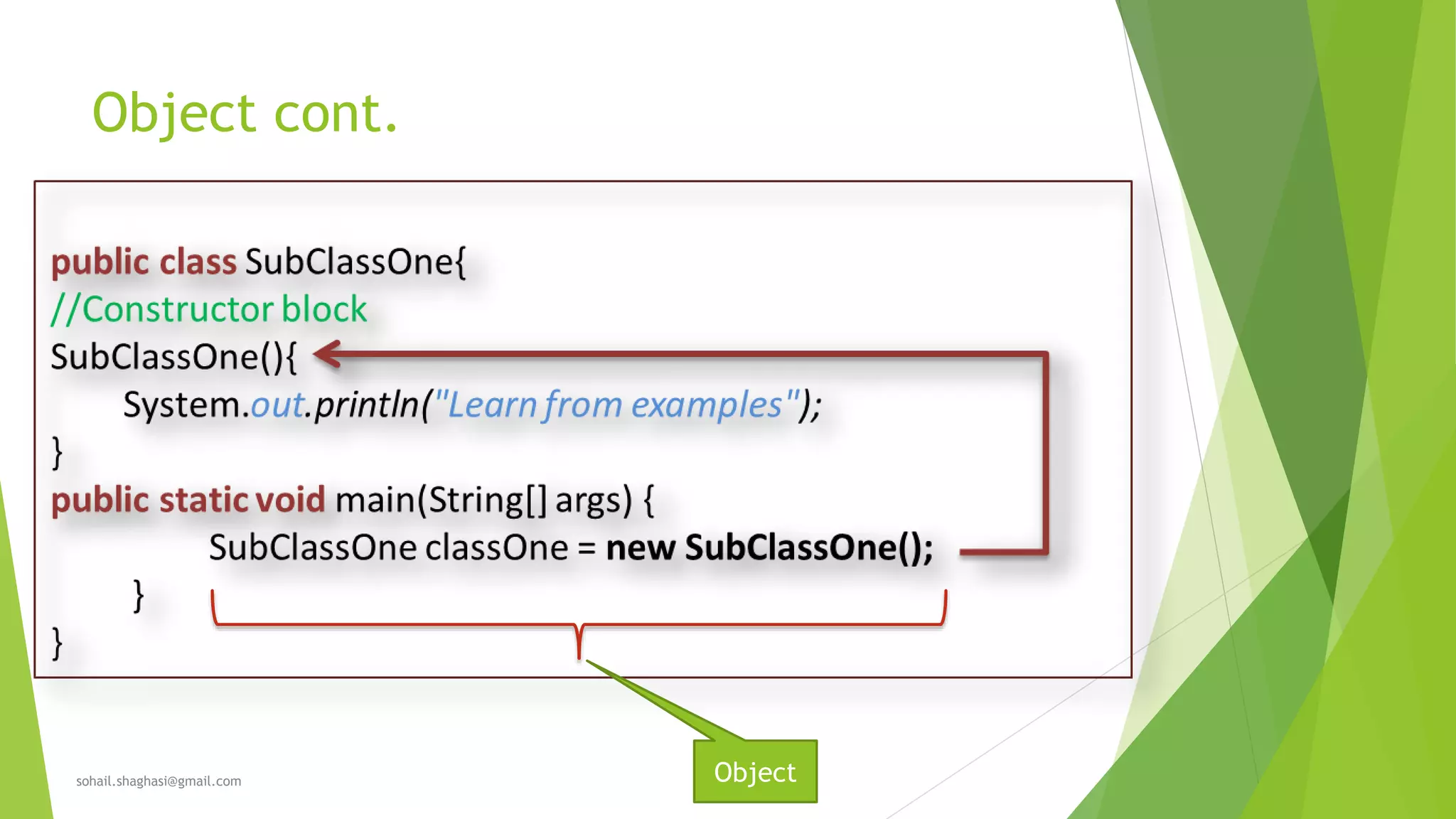 Object cont.
sohail.shaghasi@gmail.com Object
 