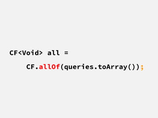 CF<Void> all =
CF.allOf(queries.toArray());
 
