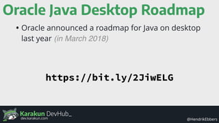 Karakun DevHub_
@HendrikEbbersdev.karakun.com
Oracle Java Desktop Roadmap
• Oracle announced a roadmap for Java on desktop
last year (in March 2018)
https://bit.ly/2JiwELG
 