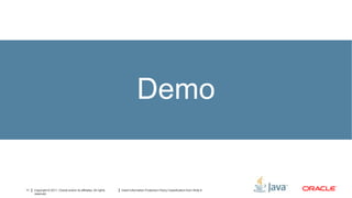 Demo


11   Copyright © 2011, Oracle and/or its affiliates. All rights   Insert Information Protection Policy Classification from Slide 8
     reserved.
 