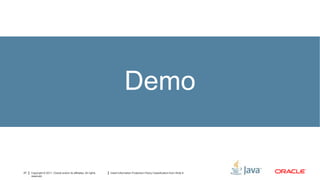 Demo


27   Copyright © 2011, Oracle and/or its affiliates. All rights   Insert Information Protection Policy Classification from Slide 8
     reserved.
 