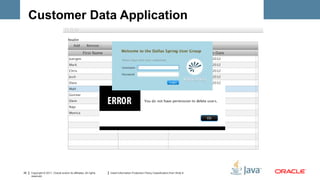 Customer Data Application




26   Copyright © 2011, Oracle and/or its affiliates. All rights   Insert Information Protection Policy Classification from Slide 8
     reserved.
 