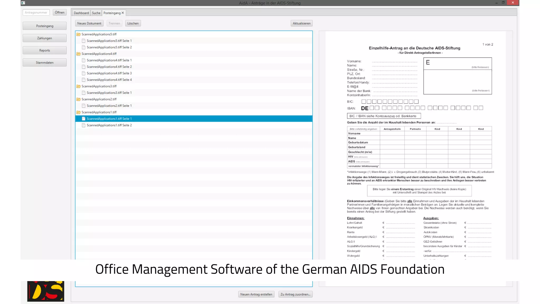 Office Management Software of the German AIDS Foundation
 