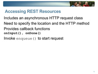 Example – Path Path { fill: Color.LIGHTGRAY stroke: Color.GRAY strokeWidth: 3 elements: [ MoveTo { x: 15 y: 15 }, ArcTo { x: 50 y: 10 radiusX: 20    radiusY: 20 sweepFlag: true}, ArcTo { x: 70 y: 20 radiusX: 20  radiusY: 20 sweepFlag: true}, ArcTo { x: 50 y: 60 radiusX: 20  radiusY: 20 sweepFlag: true}, ArcTo { x: 20 y: 50 radiusX: 10  radiusY: 5 sweepFlag:  false }, ArcTo { x: 15 y: 15 radiusX: 10  radiusY: 10 sweepFlag: true}, ] effect: Lighting{light: DistantLight{azimuth: 90}} } 