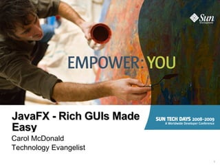 JavaFX - Rich GUIs Made Easy Carol McDonald Technology Evangelist 