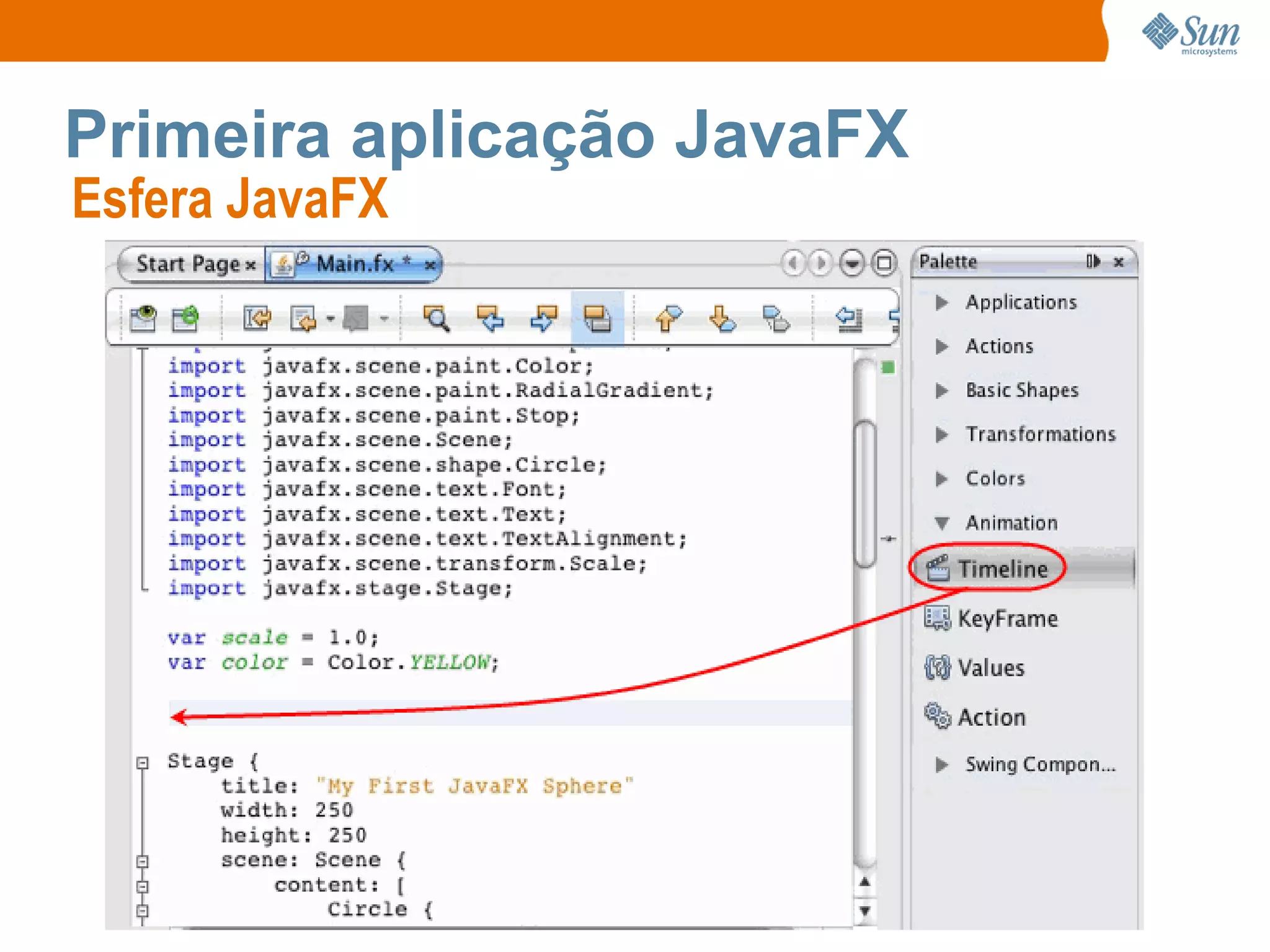 Primeira aplicação JavaFX Esfera JavaFX  