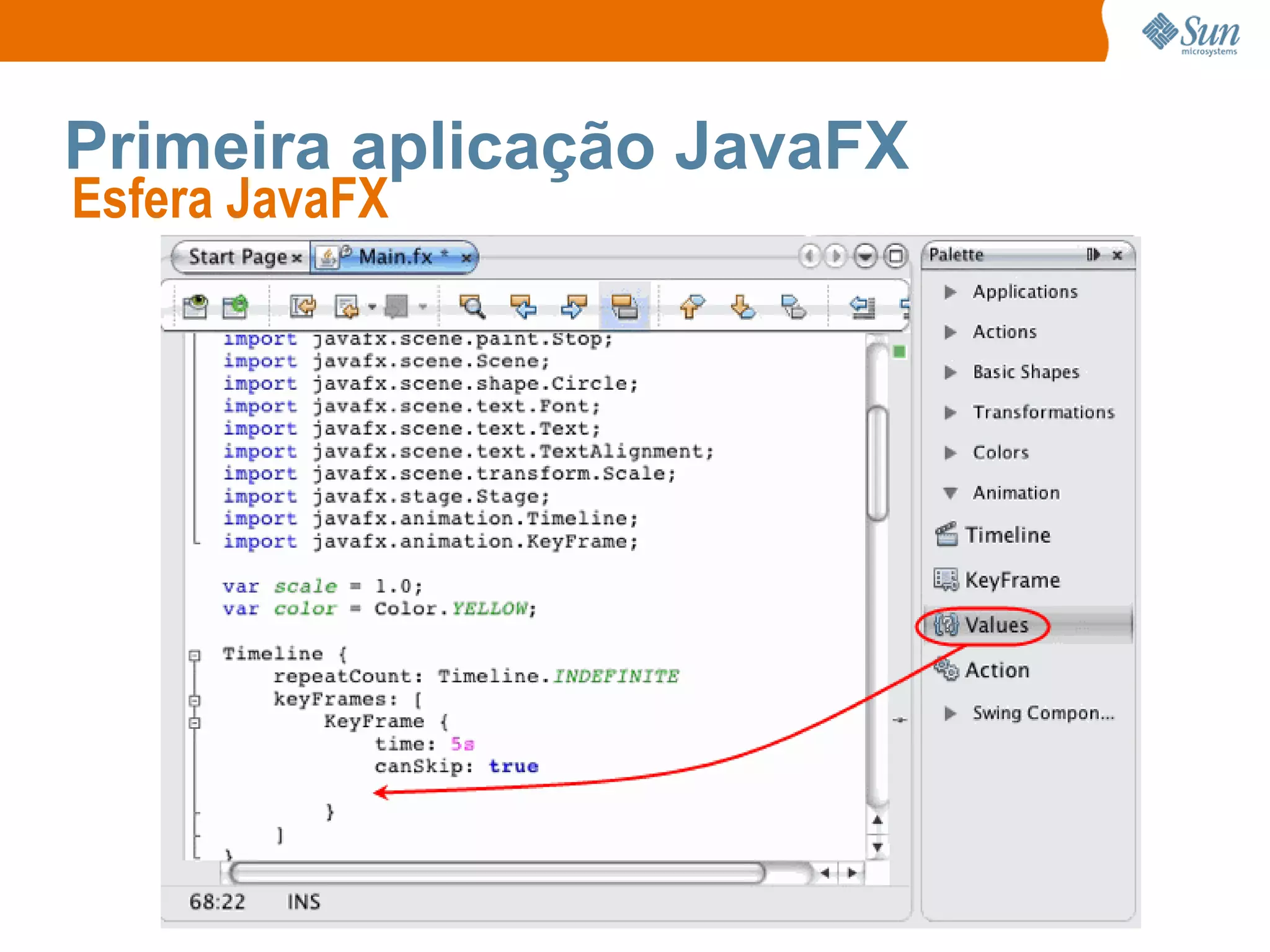 Primeira aplicação JavaFX Esfera JavaFX  