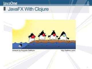 JRuby Closure Conversionrect.add_change_listener(Rectangle::HOVER) do |bean, pr, bln|rect.fill = rect.hover ? Color::GREEN : Color::RED;end26