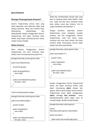 Java generic dan collection | PDF
