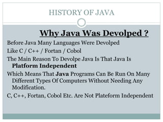History Of JAVA | PPTX | Programming Languages | Computing image.