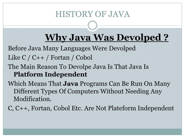 History Of JAVA | PPT