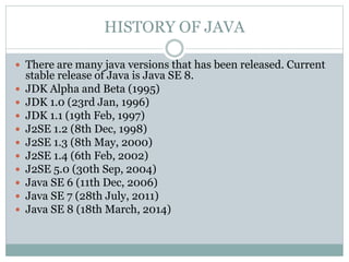 History Of JAVA | PPT
