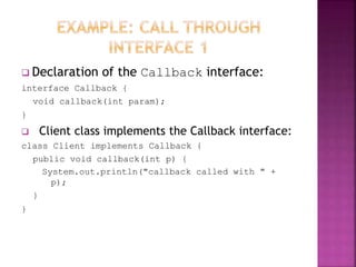 Java interface | PPTX | Programming Languages | Computing