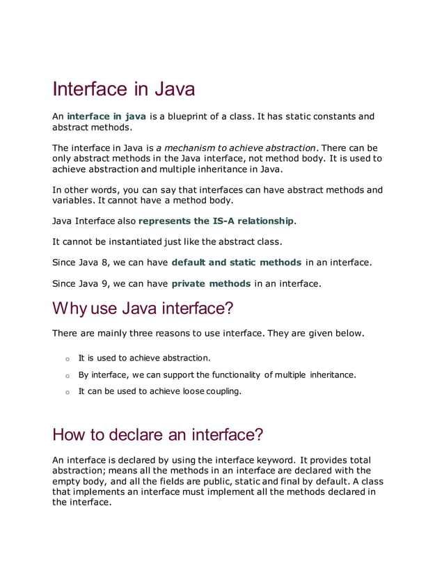 Java interface | PDF
