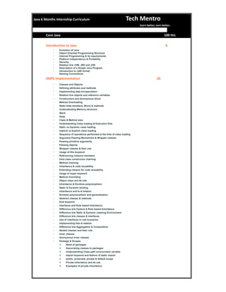 Java Internship in Noida For B.Tech, MCA | PDF image.