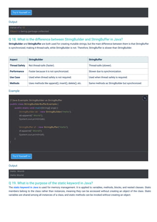 Java Interview Questions PDF By ScholarHat | PDF