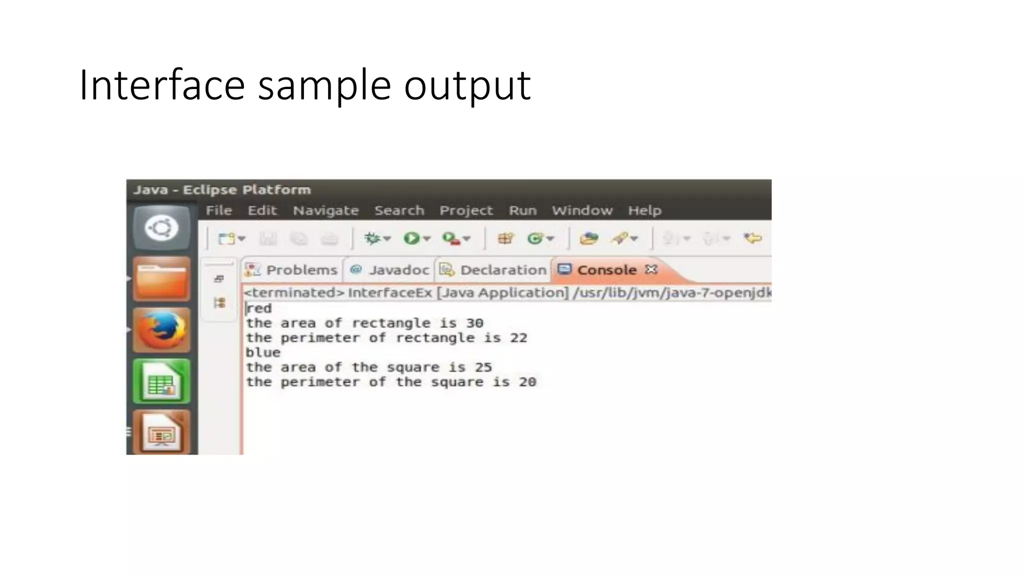 Interface sample output 