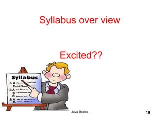 Java Basics 19
Syllabus over view
Excited??
 
