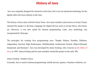 JAVA_INTRODUCTION- History, Constructor, Inheritance | PPT